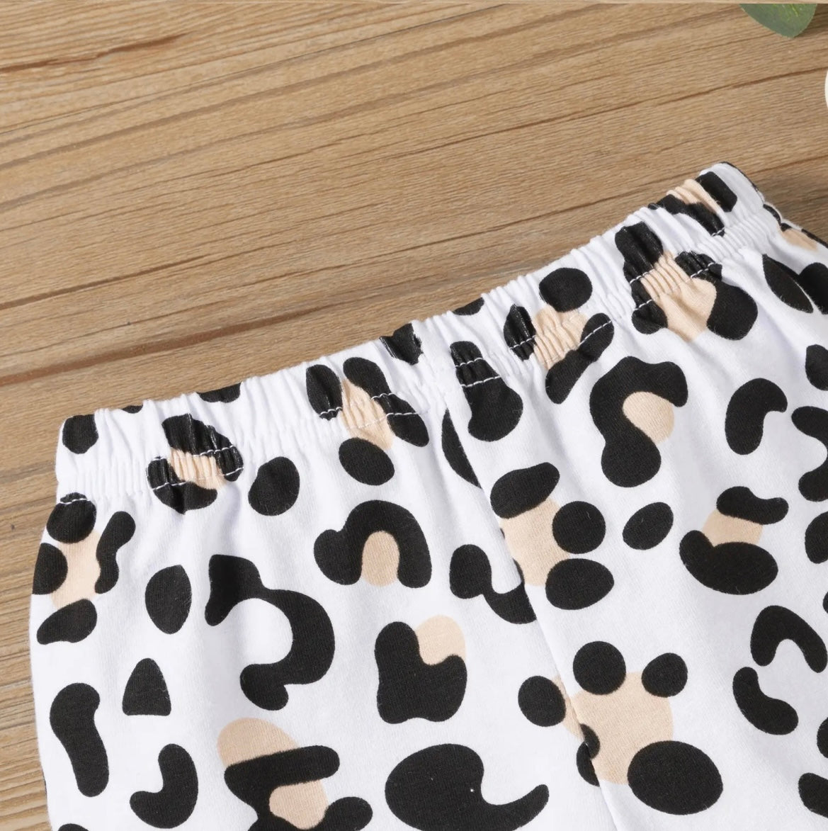 Flare Long Sleeve Shirt w/ Cow Print Bell Bottom