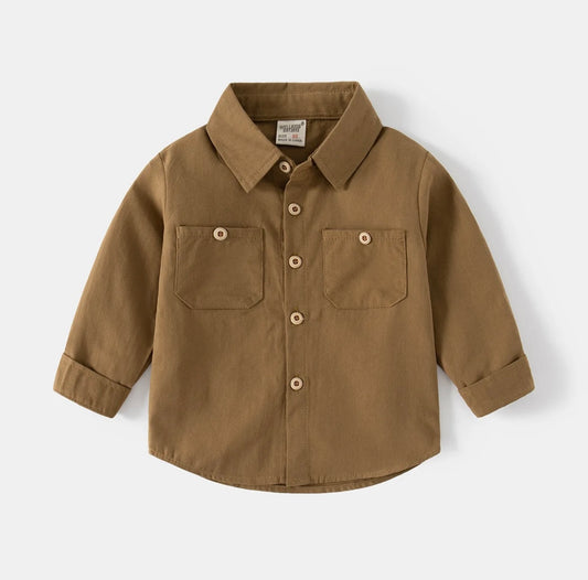 Long-Sleeve Utility Pocket Shirt for Toddler Boys