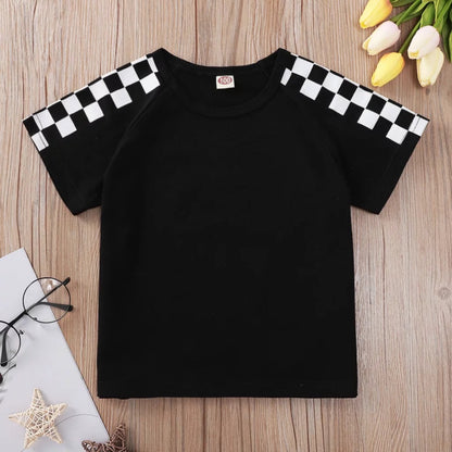 Kids’ Boys Checkered T-Shirt - Stylish and Comfortable Cotton Tee with Vibrant Checkered Pattern for Casual Outfits